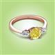 2 - Zelia 1.20 ctw (6.00 mm) Round Yellow Diamond and Pear Shape Natural Diamond Three Stone Engagement Ring 