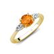 3 - Zelia 1.27 ctw (6.50 mm) Round Citrine and Pear Shape Natural Diamond Three Stone Engagement Ring 
