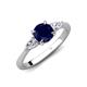 3 - Zelia 1.55 ctw (6.00 mm) Round Blue Sapphire and Pear Shape Natural Diamond Three Stone Engagement Ring 