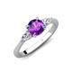 3 - Zelia 1.27 ctw (6.50 mm) Round Amethyst and Pear Shape Natural Diamond Three Stone Engagement Ring 