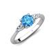 3 - Zelia 1.35 ctw (6.50 mm) Round Blue Topaz and Pear Shape Natural Diamond Three Stone Engagement Ring 