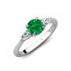 3 - Zelia 1.12 ctw (6.00 mm) Round Emerald and Pear Shape Natural Diamond Three Stone Engagement Ring 