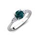 3 - Zelia 1.35 ctw (6.50 mm) Round London Blue Topaz and Pear Shape Natural Diamond Three Stone Engagement Ring 