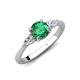3 - Zelia 1.40 ctw (6.50 mm) Round Lab Created Alexandrite and Pear Shape Natural Diamond Three Stone Engagement Ring 