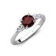 3 - Zelia 1.45 ctw (6.50 mm) Round Red Garnet and Pear Shape Natural Diamond Three Stone Engagement Ring 