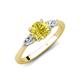 3 - Zelia 1.20 ctw (6.00 mm) Round Yellow Diamond and Pear Shape Natural Diamond Three Stone Engagement Ring 