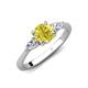 3 - Zelia 1.20 ctw (6.00 mm) Round Yellow Diamond and Pear Shape Natural Diamond Three Stone Engagement Ring 