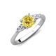 3 - Zelia 1.35 ctw (6.00 mm) Round Yellow Sapphire and Pear Shape Natural Diamond Three Stone Engagement Ring 