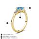 4 - Zelia 1.35 ctw (6.50 mm) Round Blue Topaz and Pear Shape Natural Diamond Three Stone Engagement Ring 