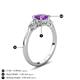 4 - Zelia 1.27 ctw (6.50 mm) Round Amethyst and Pear Shape Natural Diamond Three Stone Engagement Ring 