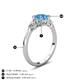 4 - Zelia 1.35 ctw (6.50 mm) Round Blue Topaz and Pear Shape Natural Diamond Three Stone Engagement Ring 