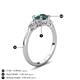 4 - Zelia 1.35 ctw (6.50 mm) Round London Blue Topaz and Pear Shape Natural Diamond Three Stone Engagement Ring 
