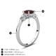 4 - Zelia 1.45 ctw (6.50 mm) Round Red Garnet and Pear Shape Natural Diamond Three Stone Engagement Ring 