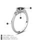 4 - Zelia 1.40 ctw (6.00 mm) Round Black Diamond and Pear Shape Natural Diamond Three Stone Engagement Ring 