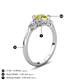 4 - Zelia 1.20 ctw (6.00 mm) Round Yellow Diamond and Pear Shape Natural Diamond Three Stone Engagement Ring 