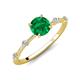 3 - Nuria 0.83 ctw (6.50 mm) Round Emerald and Side Spaced Round Natural Diamond Engagement Ring 