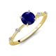 3 - Nuria 1.26 ctw (6.50 mm) Round Blue Sapphire and Side Spaced Round Natural Diamond Engagement Ring 