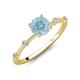 3 - Nuria 0.98 ctw (6.50 mm) Round Aquamarine and Side Spaced Round Natural Diamond Engagement Ring 