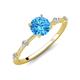 3 - Nuria 1.06 ctw (6.50 mm) Round Blue Topaz and Side Spaced Round Natural Diamond Engagement Ring 