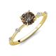 3 - Nuria 1.11 ctw (6.50 mm) Round Smoky Quartz and Side Spaced Round Natural Diamond Engagement Ring 