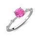 3 - Nuria 1.06 ctw (6.50 mm) Round Pink Sapphire and Side Spaced Round Natural Diamond Engagement Ring 