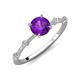 3 - Nuria 0.98 ctw (6.50 mm) Round Amethyst and Side Spaced Round Natural Diamond Engagement Ring 