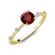 3 - Nuria 1.16 ctw (6.50 mm) Round Red Garnet and Side Spaced Round Natural Diamond Engagement Ring 
