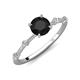 3 - Nuria 1.11 ctw (6.50 mm) Round Black Diamond and Side Spaced Round Natural Diamond Engagement Ring 