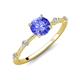 3 - Nuria 1.03 ctw (6.50 mm) Round Tanzanite and Side Spaced Round Natural Diamond Engagement Ring 