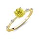3 - Nuria 0.91 ctw (6.50 mm) Round Yellow Diamond and Side Spaced Round Natural Diamond Engagement Ring 