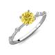 3 - Nuria 1.06 ctw (6.50 mm) Round Yellow Sapphire and Side Spaced Round Natural Diamond Engagement Ring 