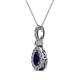 2 - Quy 0.96 ctw (6x4 mm) Pear Shape Blue Sapphire and Round Natural Diamond Teardrop Halo Pendant 