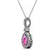 2 - Quy 0.96 ctw (6x4 mm) Pear Shape Pink Sapphire and Round Natural Diamond Teardrop Halo Pendant 