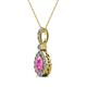 2 - Quy 0.96 ctw (6x4 mm) Pear Shape Pink Sapphire and Round Natural Diamond Teardrop Halo Pendant 