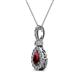 2 - Quy 0.88 ctw (6x4 mm) Pear Shape Ruby and Round Natural Diamond Teardrop Halo Pendant 