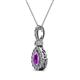 2 - Quy 0.76 ctw (6x4 mm) Pear Shape Amethyst and Round Natural Diamond Teardrop Halo Pendant 