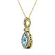 2 - Quy 0.86 ctw (6x4 mm) Pear Shape Blue Topaz and Round Natural Diamond Teardrop Halo Pendant 