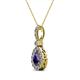 2 - Quy 0.71 ctw (6x4 mm) Pear Shape Iolite and Round Natural Diamond Teardrop Halo Pendant 