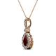 2 - Quy 0.91 ctw (6x4 mm) Pear Shape Red Garnet and Round Natural Diamond Teardrop Halo Pendant 