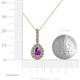 4 - Quy 0.76 ctw (6x4 mm) Pear Shape Amethyst and Round Natural Diamond Teardrop Halo Pendant 
