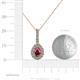 4 - Quy 0.91 ctw (6x4 mm) Pear Shape Rhodolite Garnet and Round Natural Diamond Teardrop Halo Pendant 