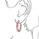 3 - Carisa 11.52 ctw (4.50 mm) Inside Outside Round Lab Created Pink Sapphire and Lab Grown Diamond Eternity Hoop Earrings 