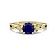 1 - Benita 1.31 ctw (6.00 mm) Round Blue Sapphire and Side Natural Diamond Celtic Love Knot Entwined Engagement Ring  