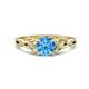 1 - Benita 1.11 ctw (6.50 mm) Round Blue Topaz and Side Natural Diamond Celtic Love Knot Entwined Engagement Ring  