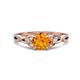 1 - Benita 1.03 ctw (6.50 mm) Round Citrine and Side Natural Diamond Celtic Love Knot Entwined Engagement Ring  