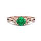 1 - Benita 0.88 ctw (6.00 mm) Round Emerald and Side Natural Diamond Celtic Love Knot Entwined Engagement Ring  
