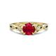 1 - Benita 1.11 ctw (6.00 mm) Round Ruby and Side Natural Diamond Celtic Love Knot Entwined Engagement Ring  