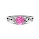 1 - Benita 1.11 ctw (6.00 mm) Round Pink Sapphire and Side Natural Diamond Celtic Love Knot Entwined Engagement Ring  