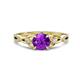 1 - Benita 1.03 ctw (6.50 mm) Round Amethyst and Side Natural Diamond Celtic Love Knot Entwined Engagement Ring  