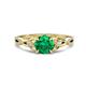 1 - Benita 0.88 ctw (6.00 mm) Round Emerald and Side Natural Diamond Celtic Love Knot Entwined Engagement Ring  